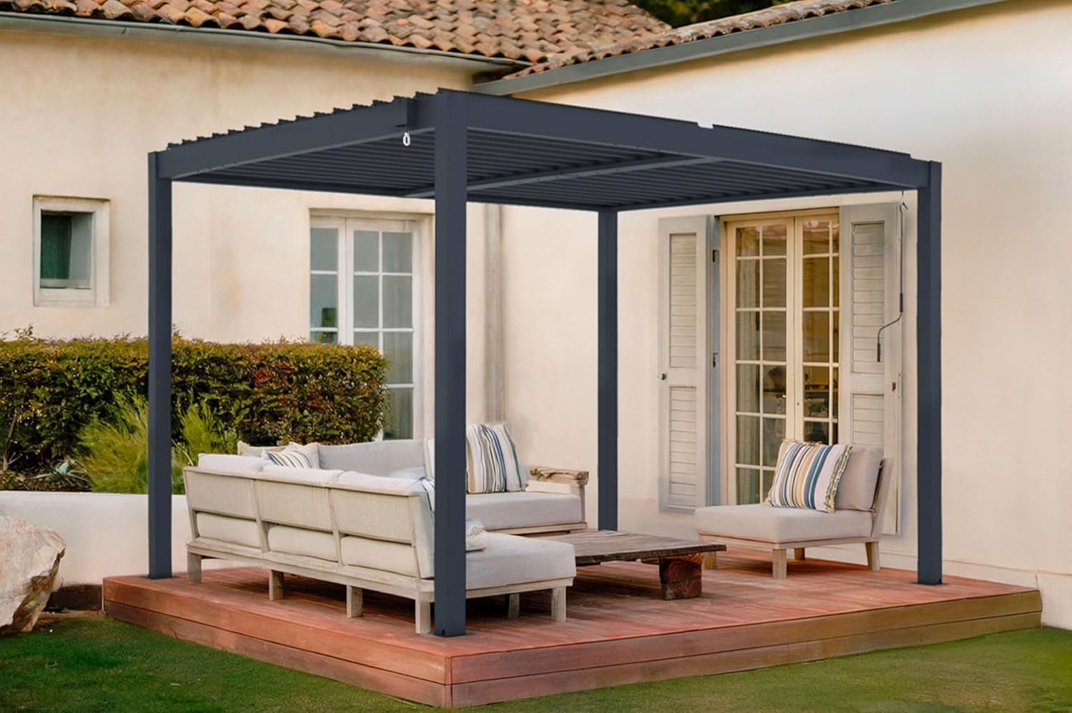 Cazeboo Piana 3x2,5m selbsttragende bioklimatische Pergola aus grauem Aluminium