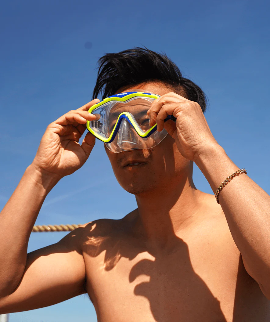 Watery Combo snorkelsæt til voksne (fra 15 år) - Leach Pro - Blå/gul