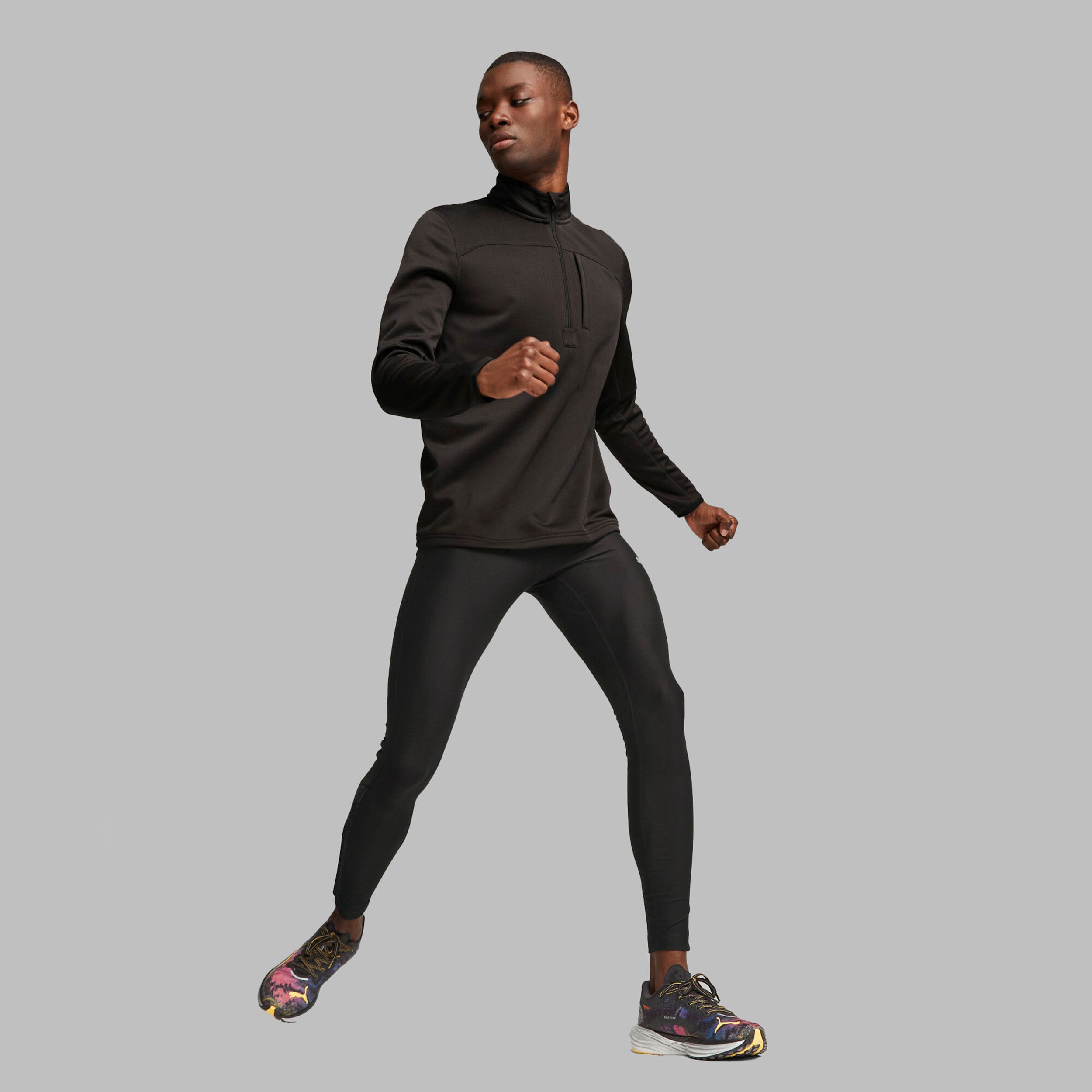Puma Run Microfleece Half-Zip Top De Course Hommes - Noir