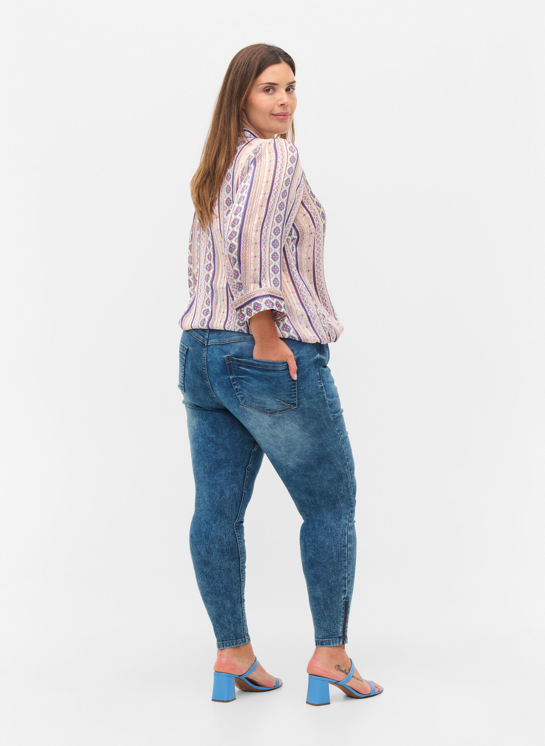 Cropped Amy jeans med lynlås
