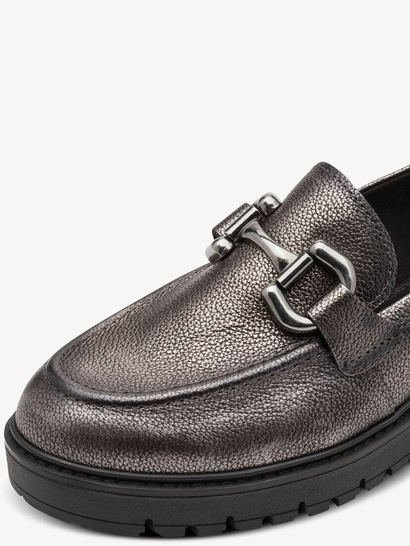 Leren Instappers - metallic