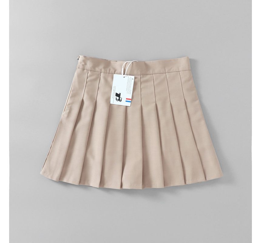 Hollahop - Hoge taille effen geplooide mini A-lijn rok