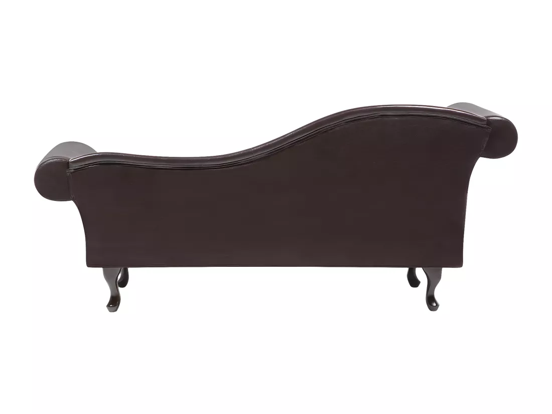 Chaise longue Chesterfield en cuir PU marron LATTES