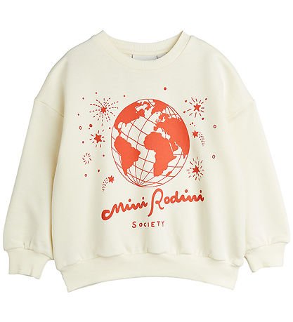 Mini Rodini Sweatshirt - Society - Offwhite/Rot