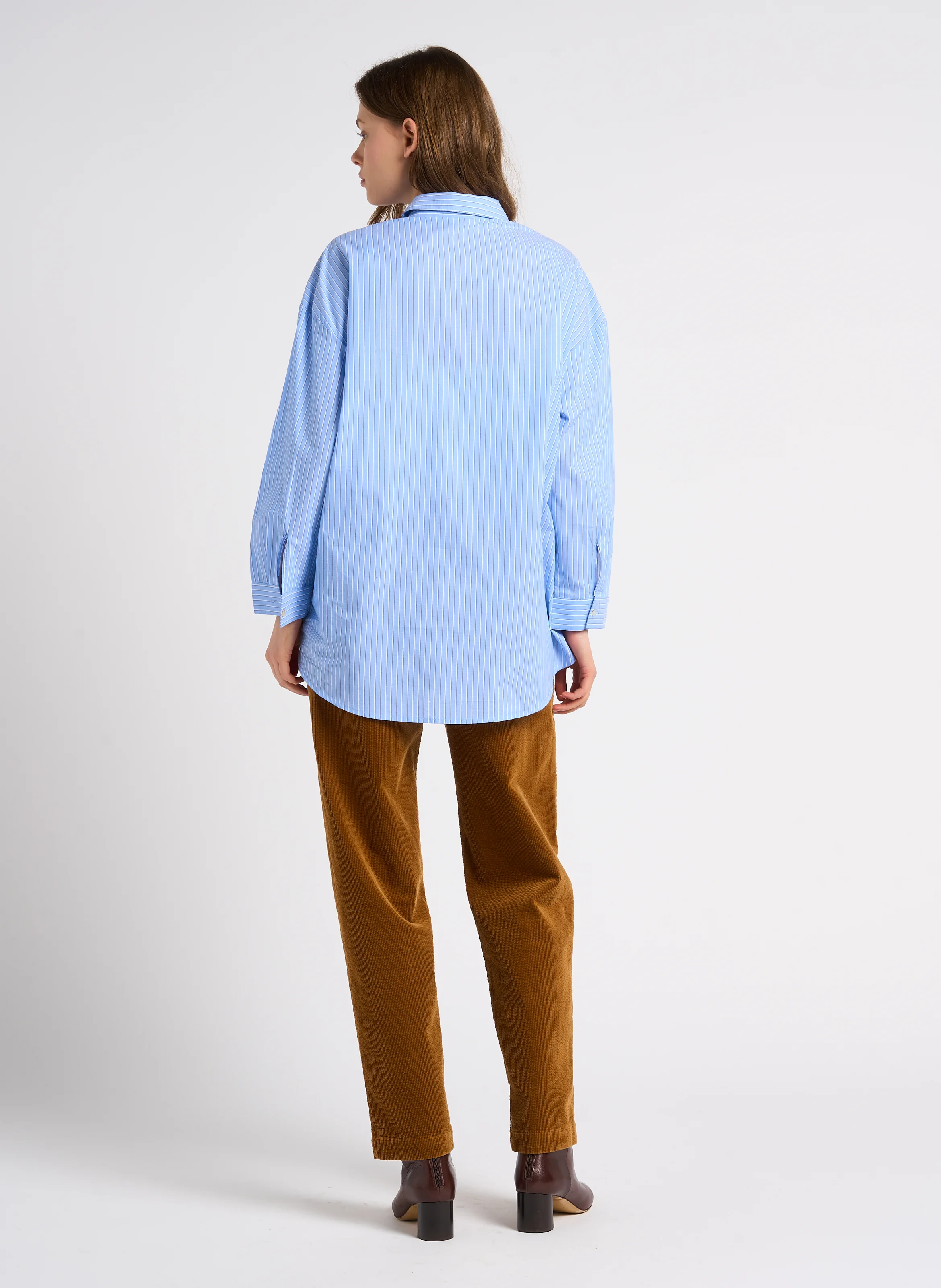 Chemise ample col classique en coton | Bleu