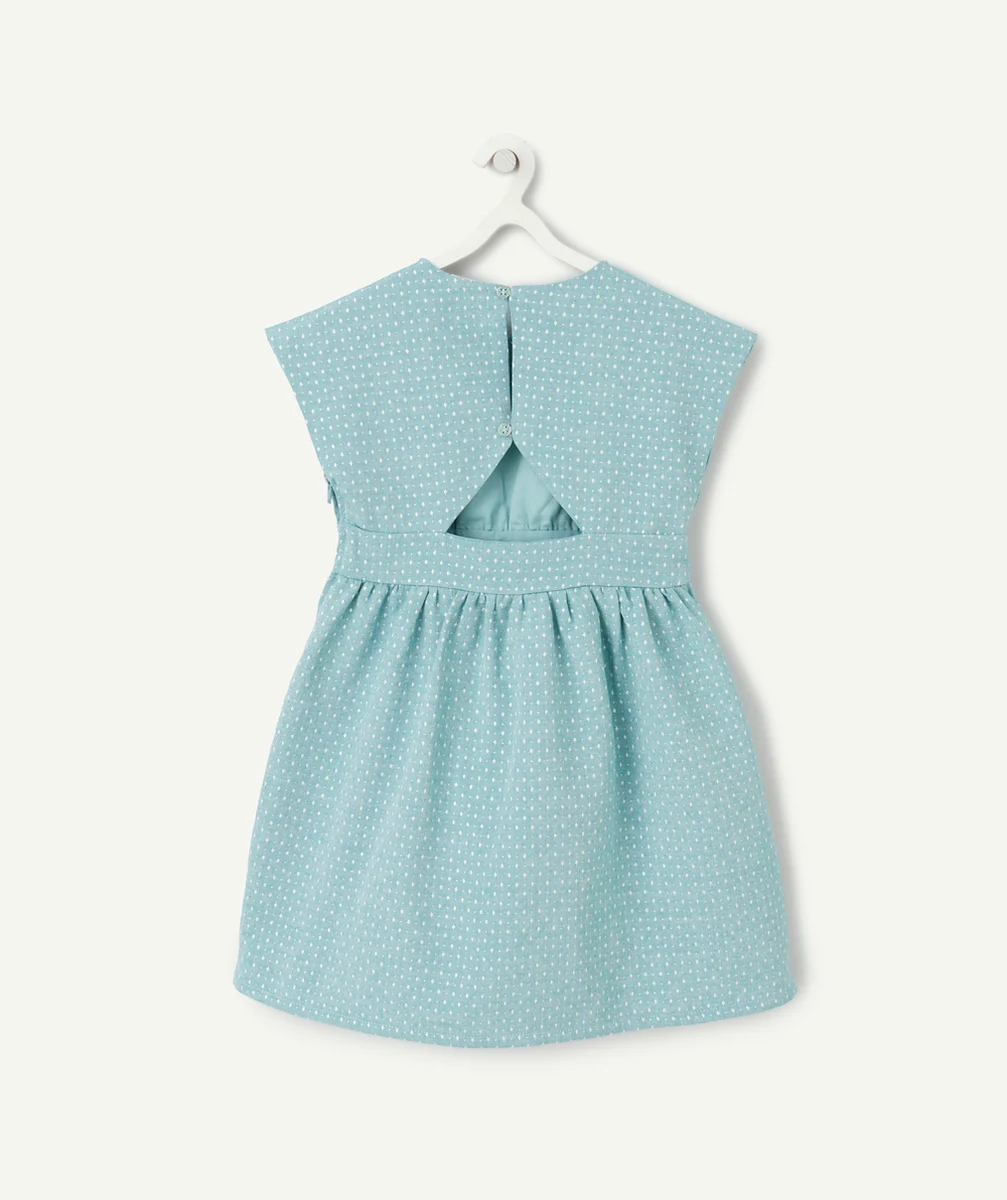 ROBE MANCHES COURTES FILLE BLEU VERT AVEC IMPRIMÉ LOSANGE PAILLETÉ