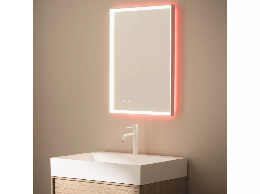 Miroir Salle de Bain avec Éclairage LED Anti-buée 70x50 cm Maia Sélectionnable (chaud-neutre-froid)