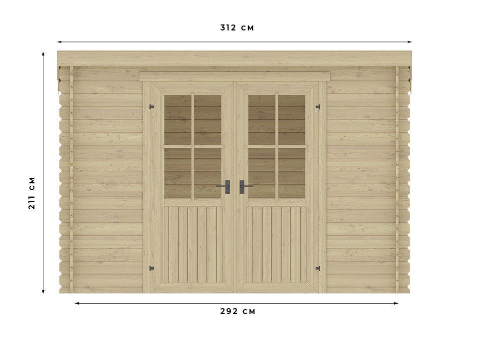 Abri de jardin bellagio 8m2 - epaisseur des madriers : 28mm - cabanon - stockage velo / outils - double porte - fermeture a clé