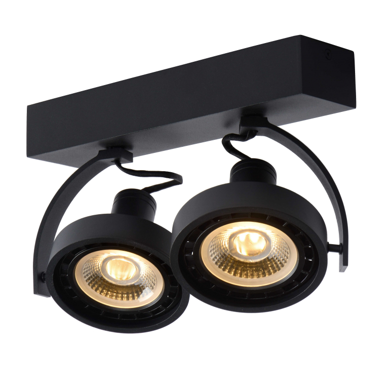 Lucide Dorian 2 spot LED dim to warm zwart