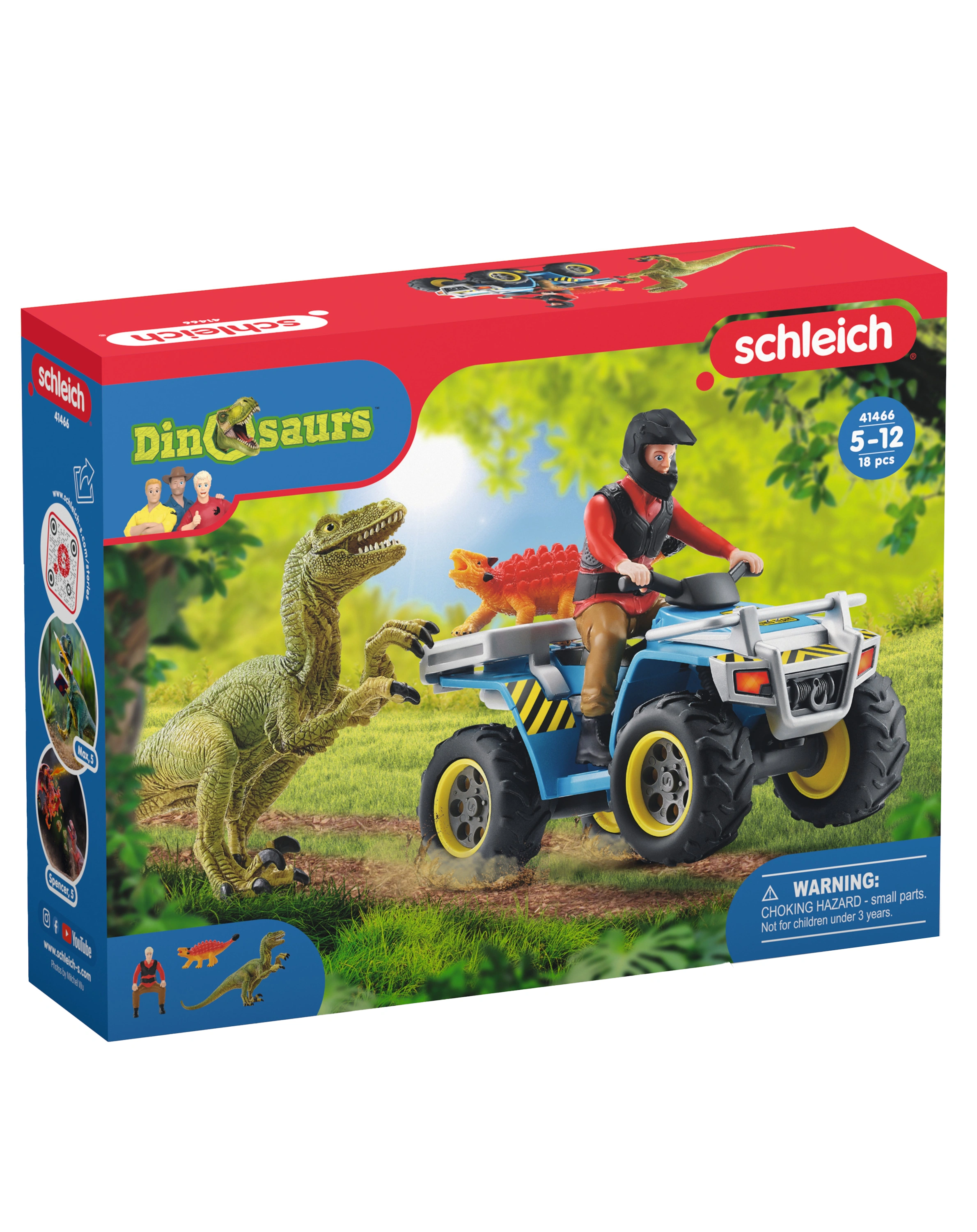 schleich® 41466 Dinosaurs - Flucht auf Quad vor Velociraptor