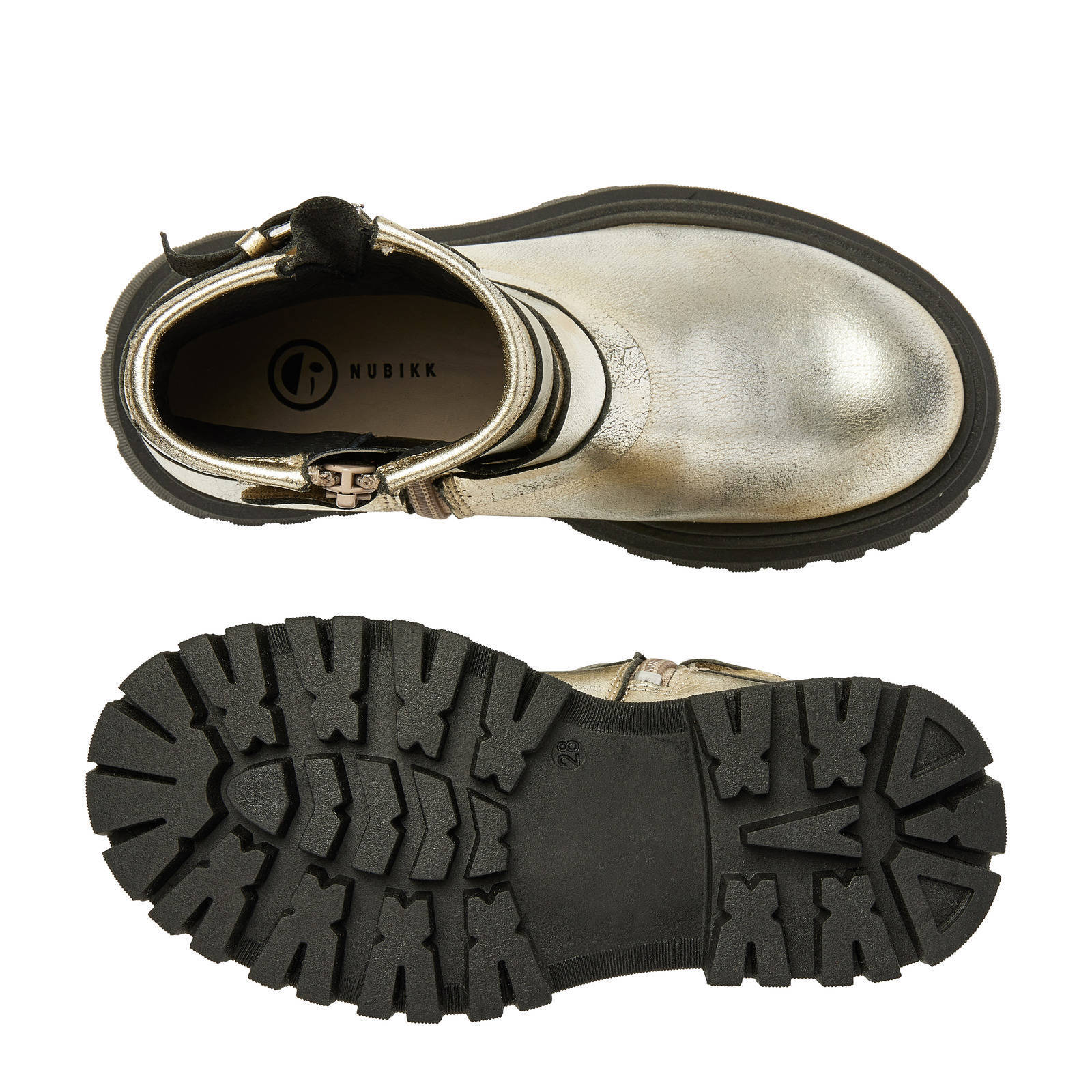 Nubikk leren enkelboots goud