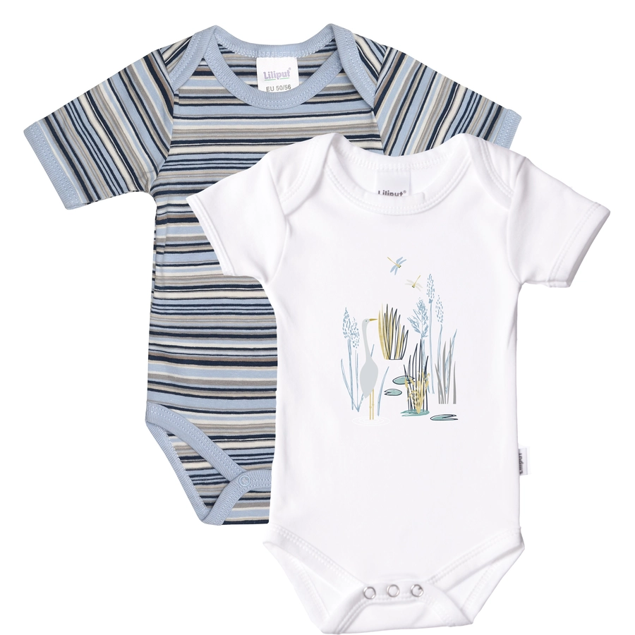 Liliput Kurzarm-Bodys 2er-Set blau und weiß