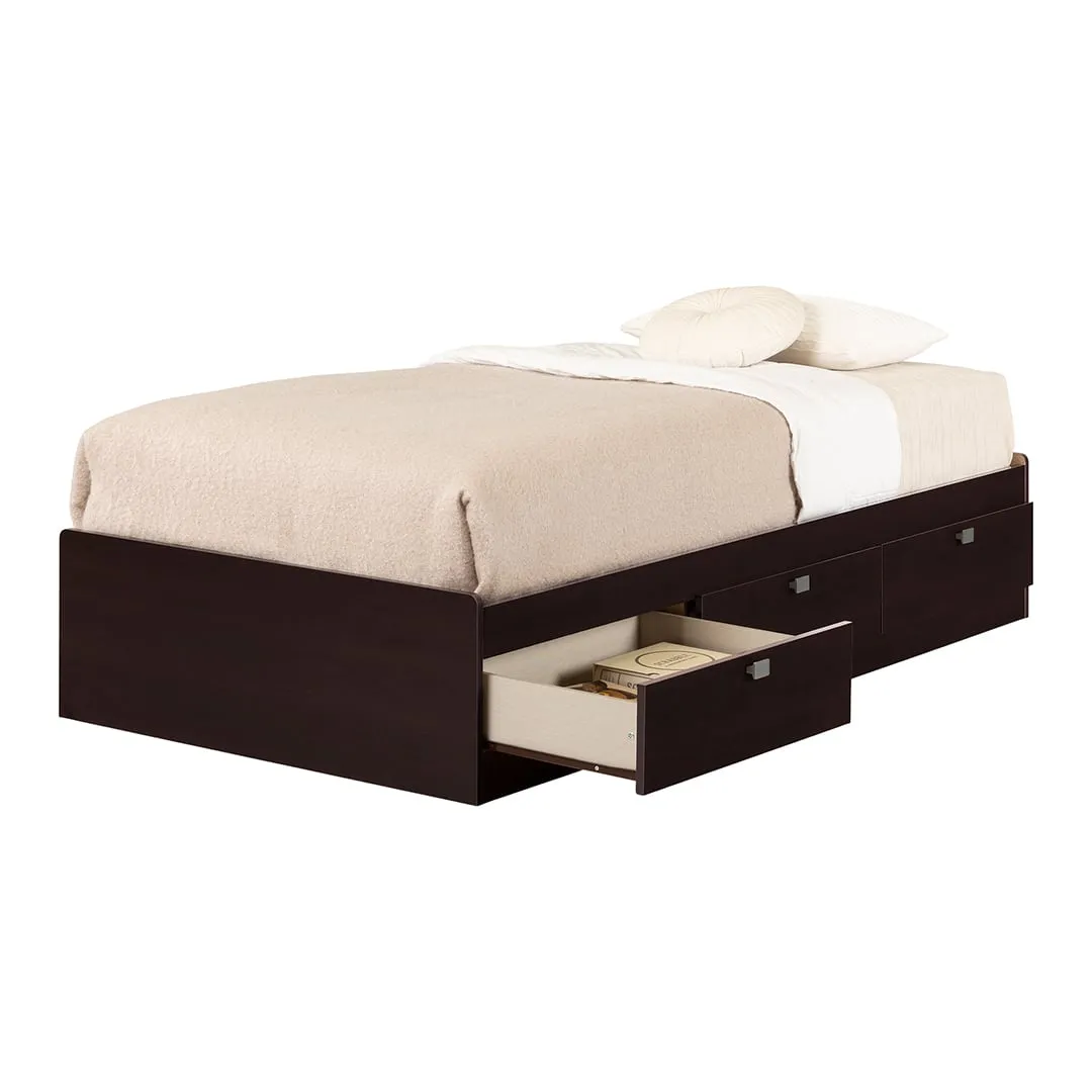 South Shore Lit Matelot Simple 3 Tiroirs Spark - Chocolat