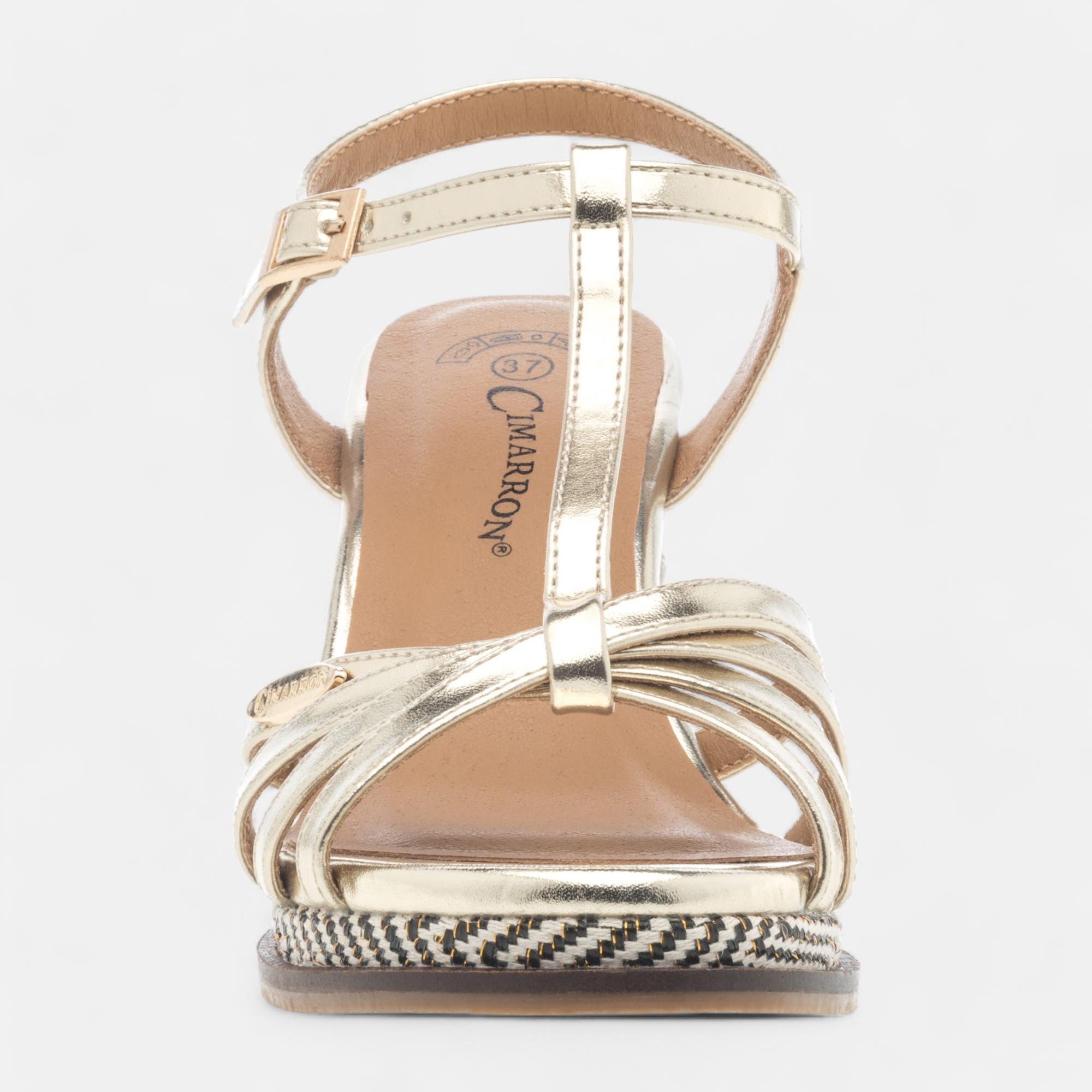 Nu-pieds à talon compensé Femme or