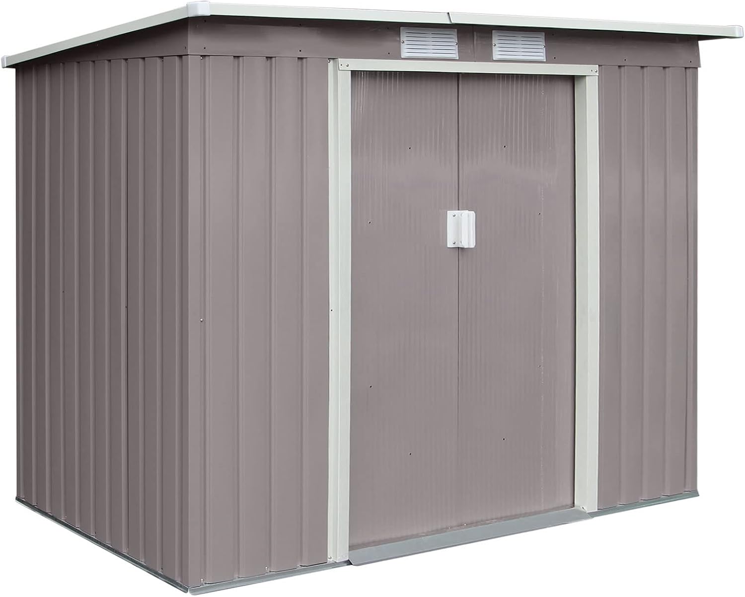 P100 Metall Gerätehaus 213×130×173cm Geräteschuppen Schuppen Gartenhaus Outdoor (Hellgrau)