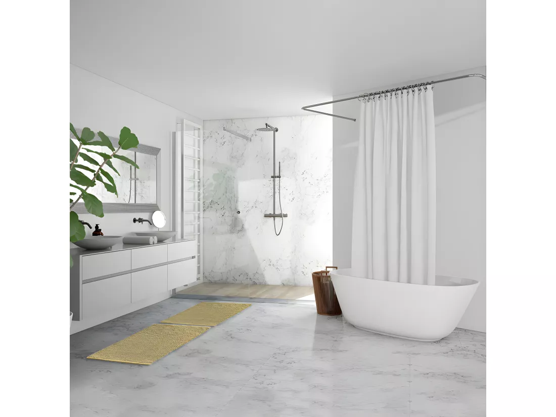 Tapis de salle de bain 40 x 60 cm en coton jaune clair - PEPPO