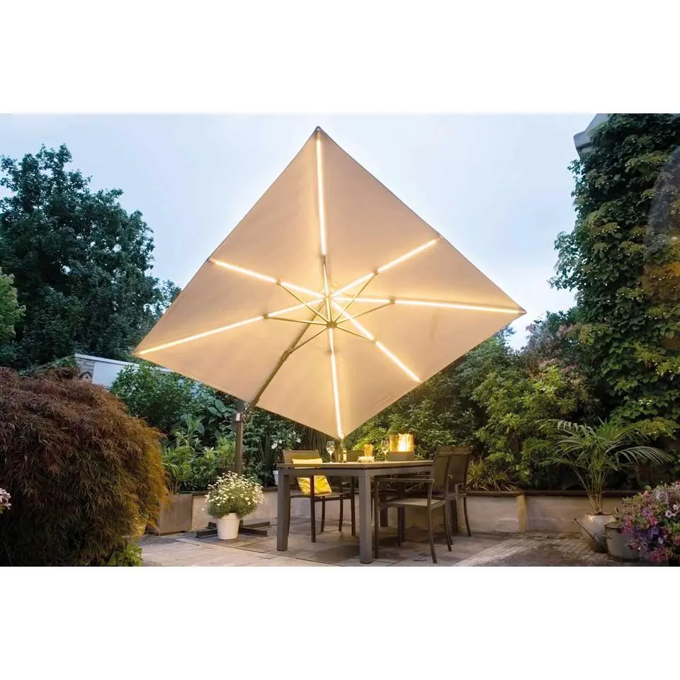 Garden Impressions Hawaii zweefparasol Lumen LED 300x300 cm - zand