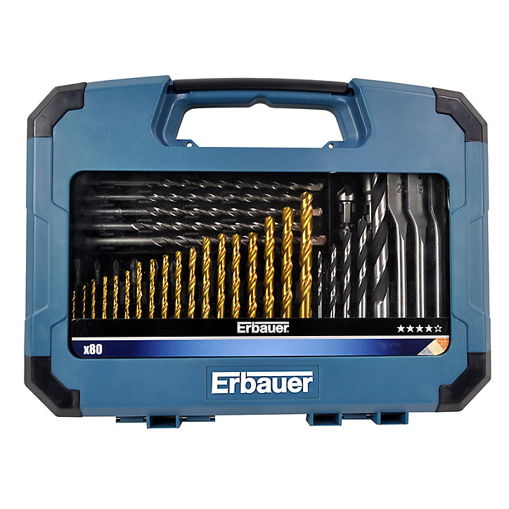 Coffret assortiment forets et embouts perçage vissage Erbauer (80 pcs)
