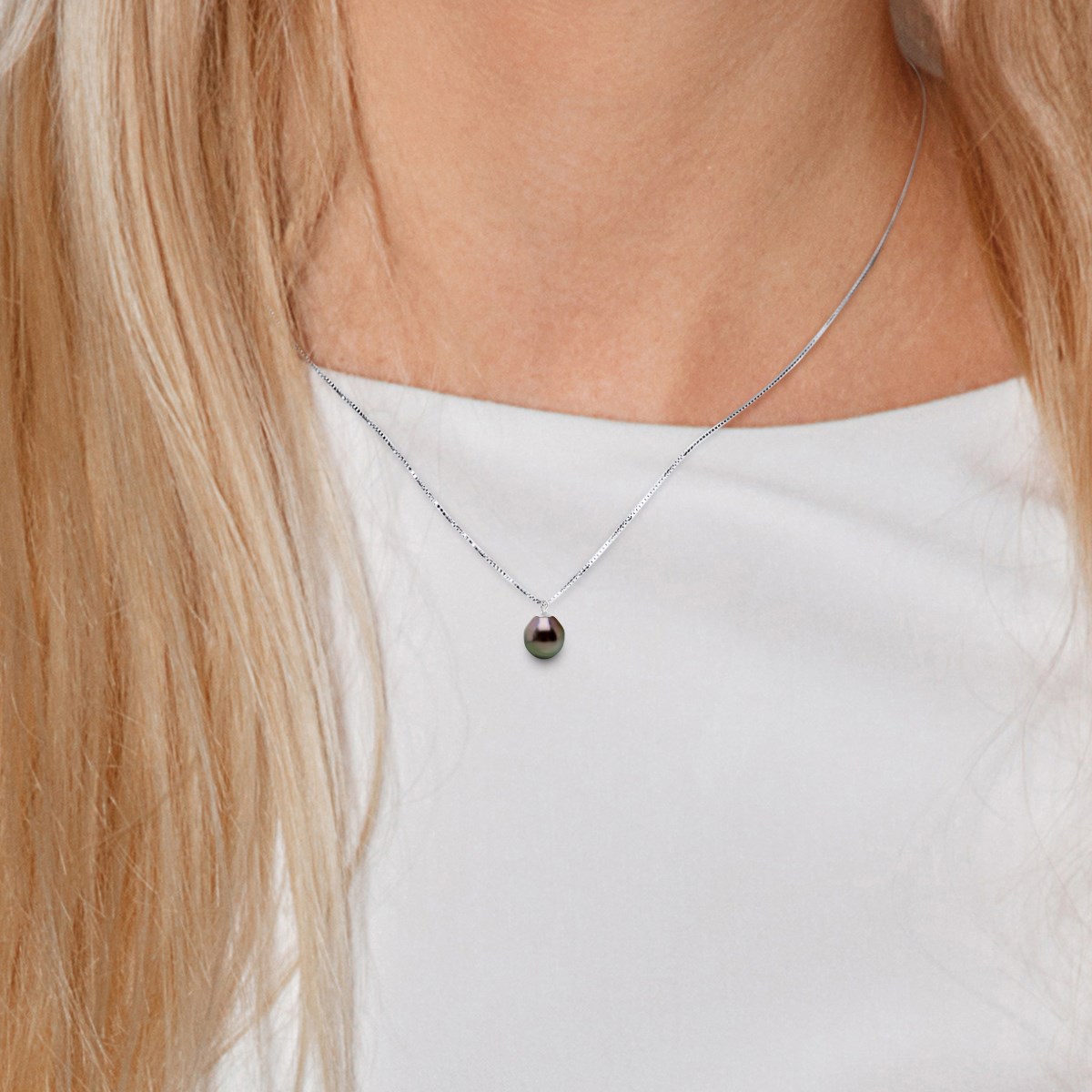 Collier Perle de Tahiti Poire 8-9 mm en Pendentif Argent 925