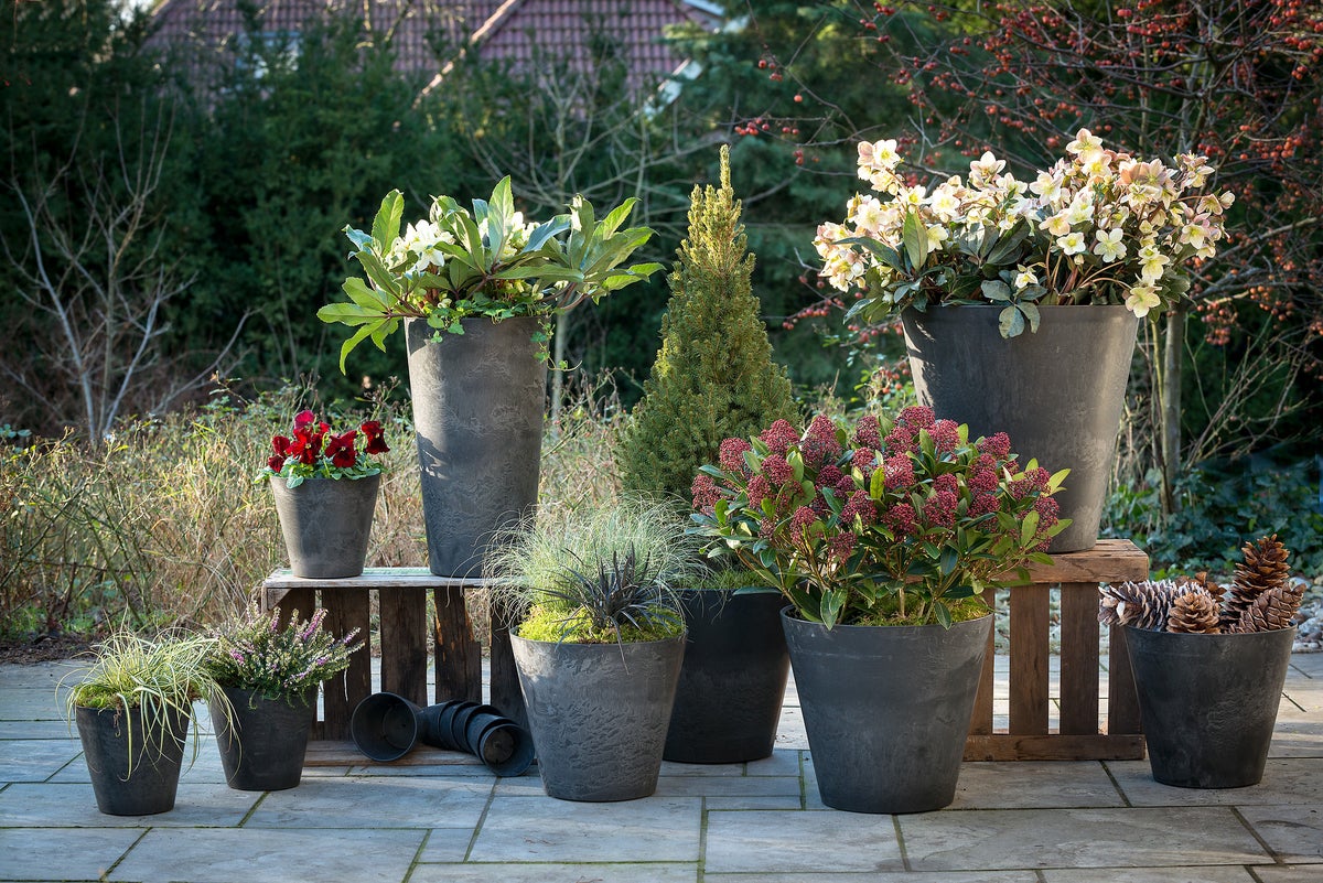 Artstone bloempot Claire D27 H24 cm zwart
