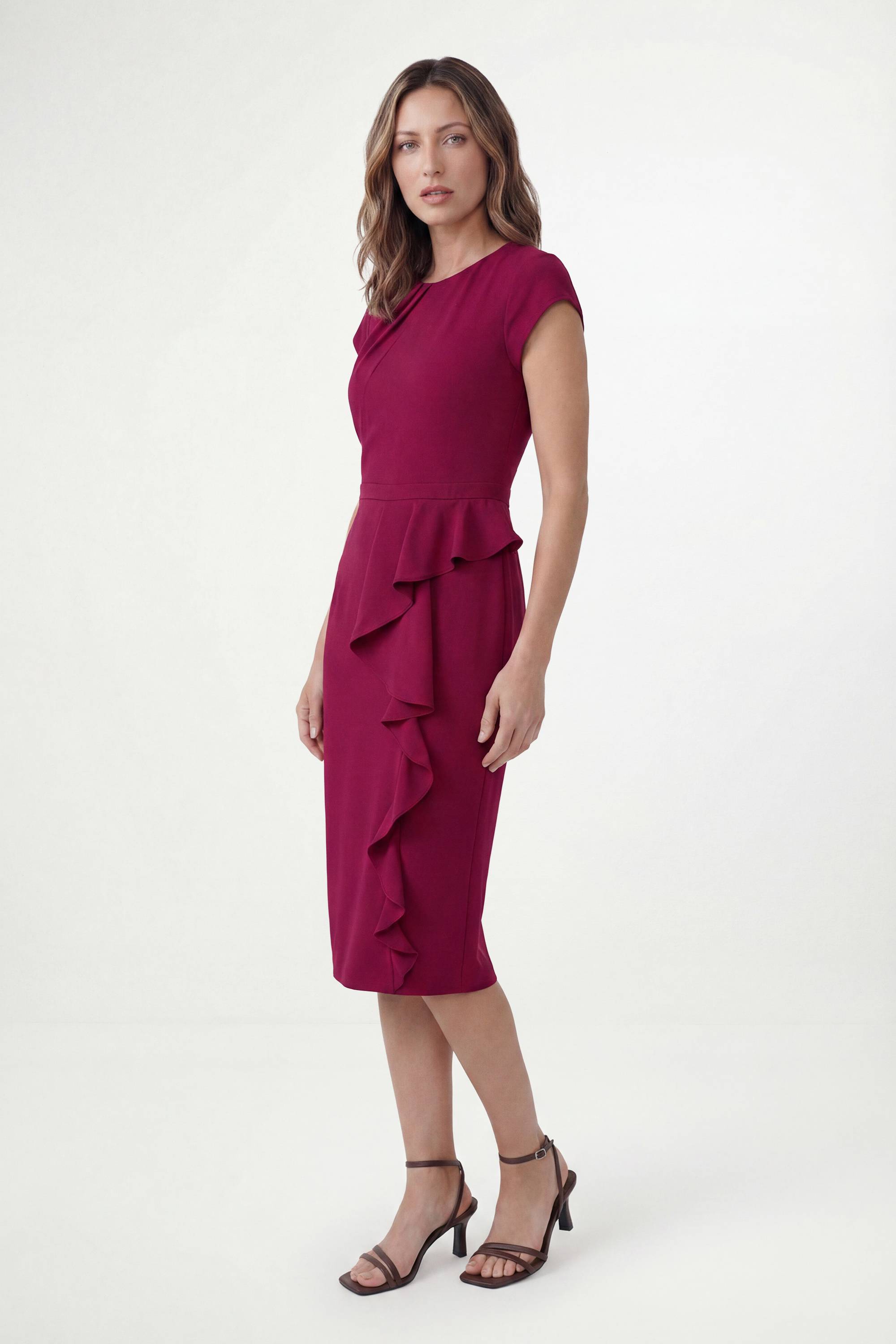 Wallis Robe Midi Plissée À Volants En Crêpe Petite