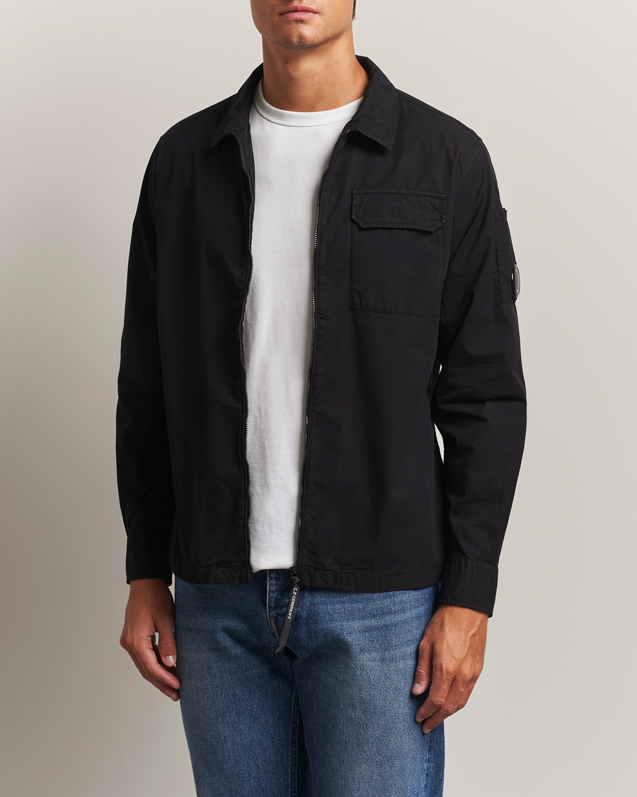 C.P. Company Organic Cotton Gabardine Zip Overshirt Black
