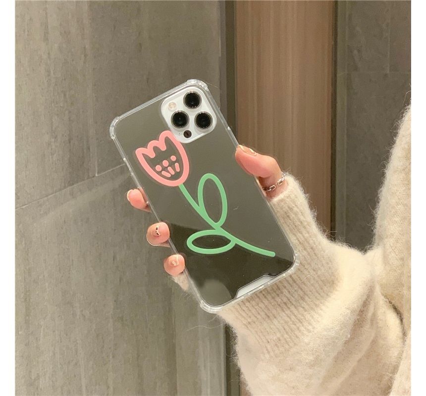 Rockit - Tulp Gespiegeld Telefoonhoesje - iPhone 15 Pro Max / 15 Pro / 15 Plus / 15 / 14 Pro Max / 14 Pro / 14 Max / 14 / 13 Pro Max / 13 Pro / 13 / 13 mini / 12 Pro Max / 12 Pro / 12 / 12 mini