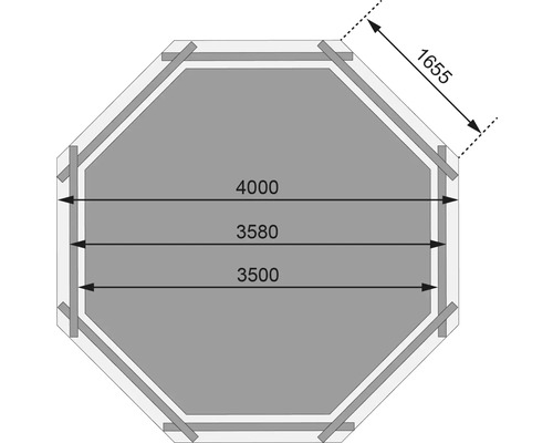 Opbouw houten zwembadset Karibu Classic 1A rond Ø 400x124 cm incl. ladder & grondbeschermingsvlies hout