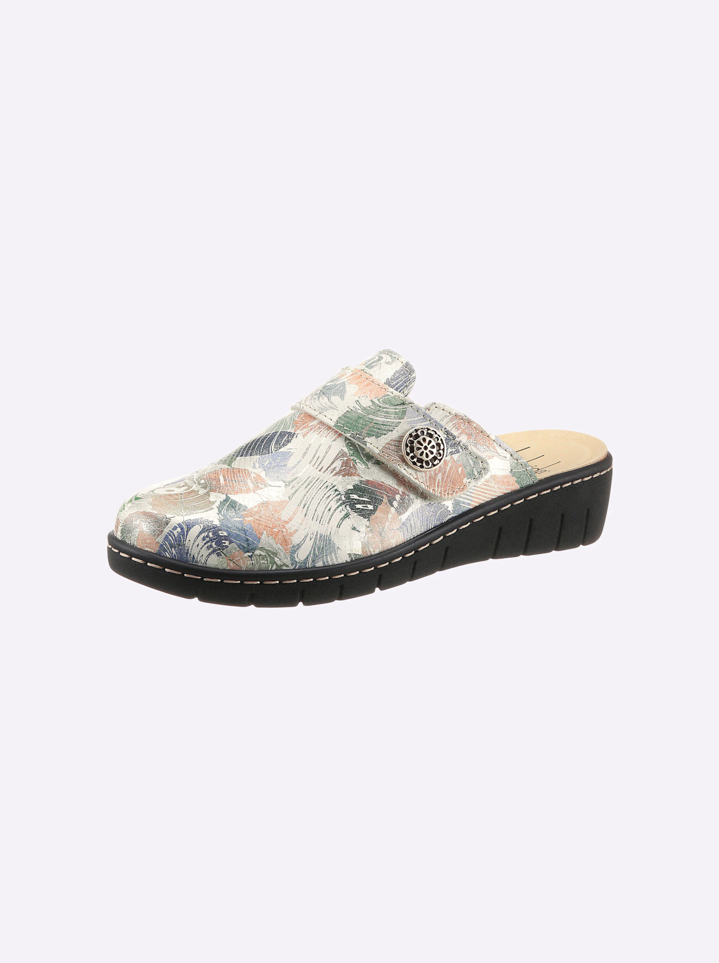 Belvida Clog in oliv-bedruckt
