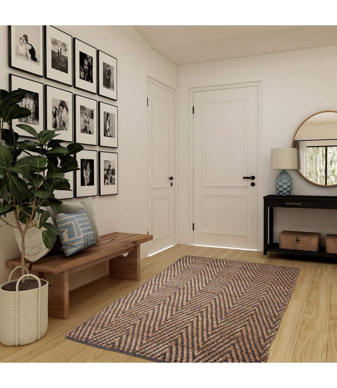 Tapis kilim KL JUTE CHEVRON en jute fait main Care&Fair