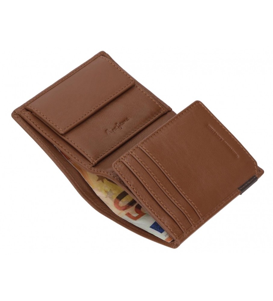 Carteira vertical de couro marrom Pepe Jeans Topper