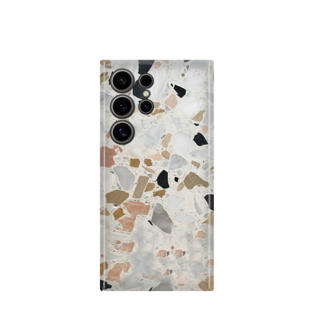 Samsung Galaxy S24 Ultra Kunststoff Hülle Terrazzo Design - Grau