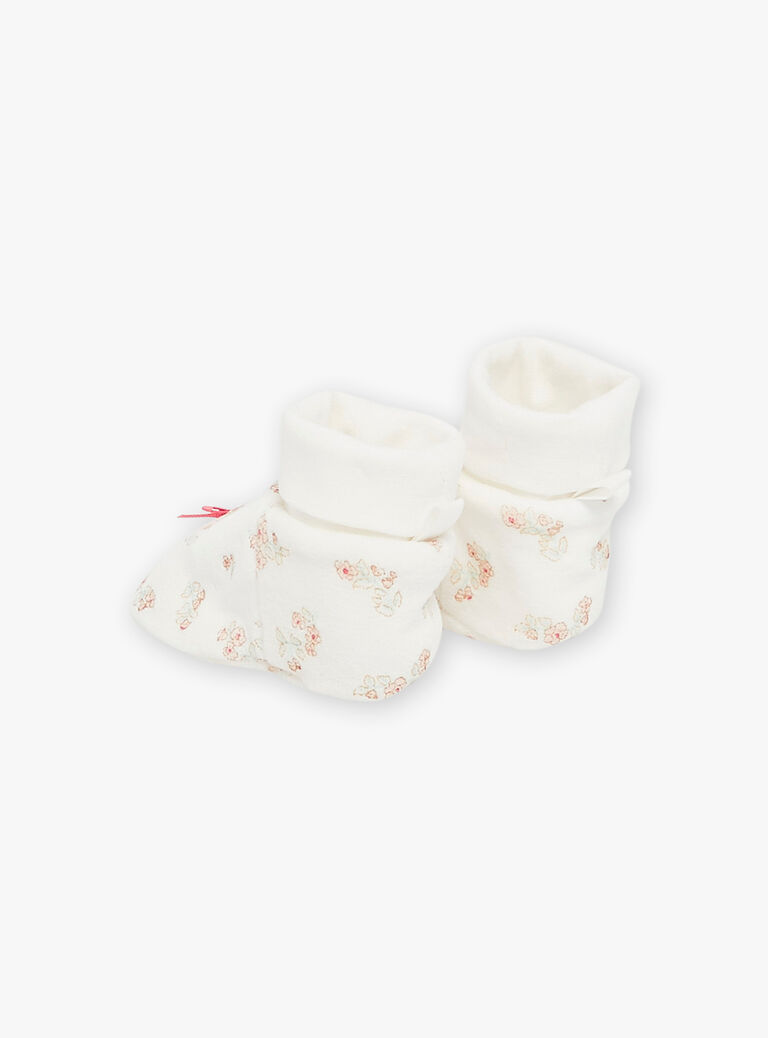 Chaussons de naissance écrus en velours