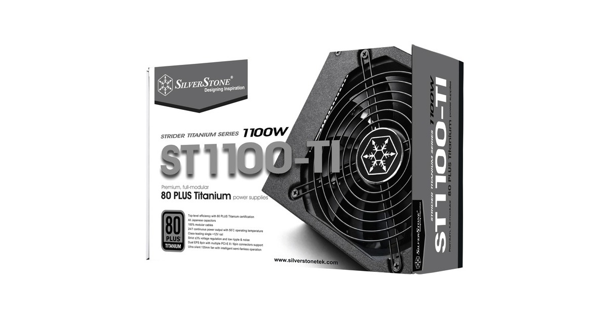 SilverStoneSST-ST1100-TI v2.0 modulaire 1100 watt voeding   (Zwart, 8x PCIe)