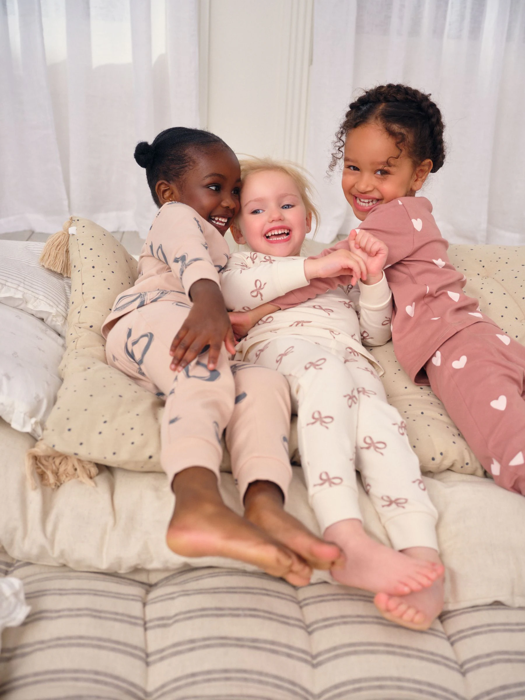 Ecru/Bruin Strikprint - Verpakking van 3 knusse pyjama's (9 mnd-16 jr)