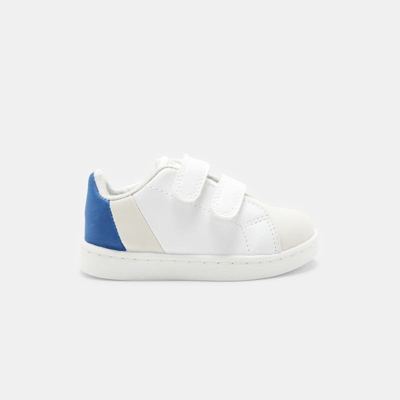 Tennis tricolores à scratchs blanches bébé garçon Blanc
