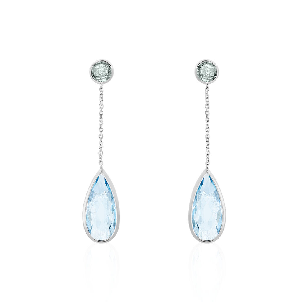 Boucles D'oreilles Pendantes Dennis Or Blanc Topaze