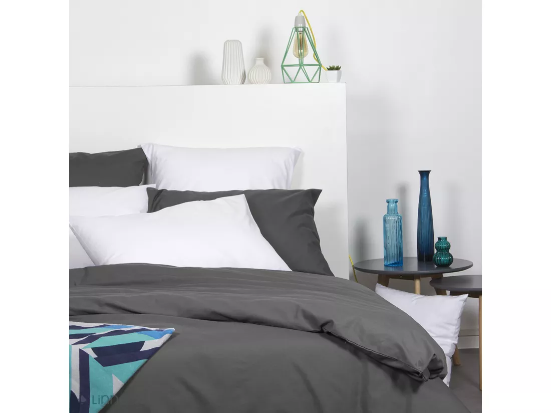 Drap housse 90x190 cm polyester microfibre LAGO bleu marine