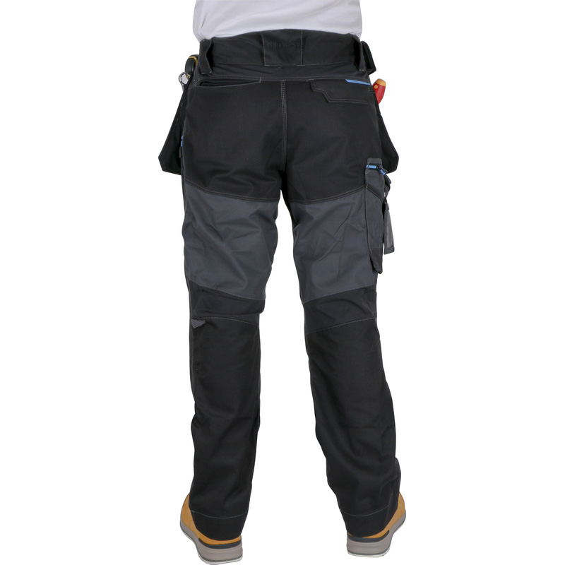 Portwest WX3 stretch werkbroek met holsterzakken + gratis kniestukken 60 grijs/zwart*