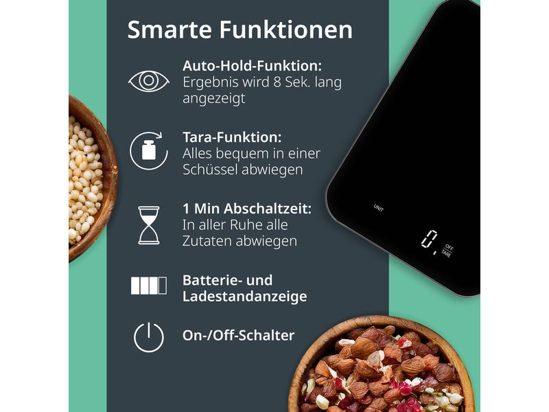 ADE Küchenwaage Tessa Schwarz Digitale Küchenwaage