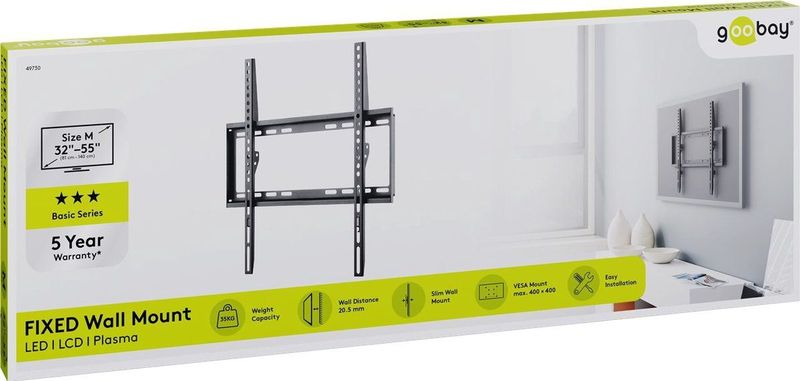 TV muurbeugel voor 32-55 inch schermen - Basic - Vast - Tot 35kg - Zwart