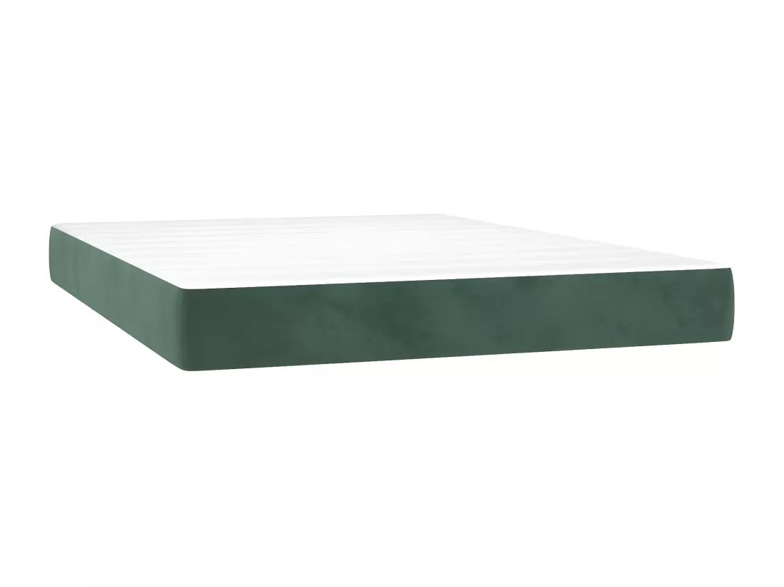 Sommier tapissier matelas et LED Vert foncé 140x200 cm Velours