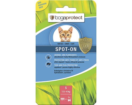 Teken- en vlooienbescherming bogaprotect SPOT-ON voor katten van 1,5-4 kg, 3 x 0,7 ml
