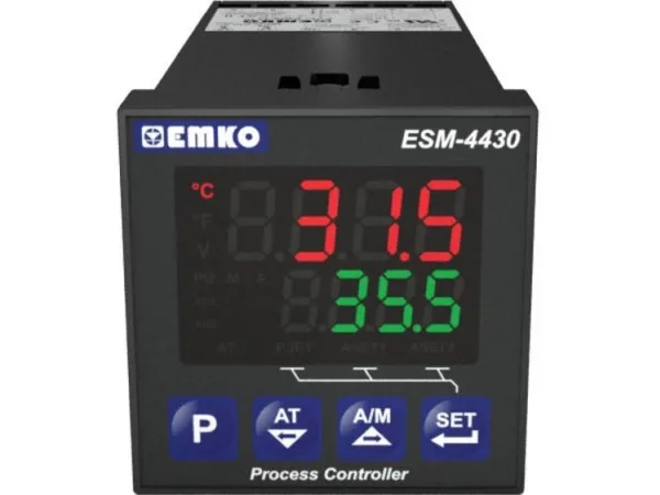 Emko ESM-4430.1.20.0.1/01.02/0.0.0.0 2-punkt, P, PI, PD, PID Universalregulator Pt100, L, J, K, R, S, T, B, E, N, C -200 til 1700 °C Relæ 5 A, SSR (L x B x H)