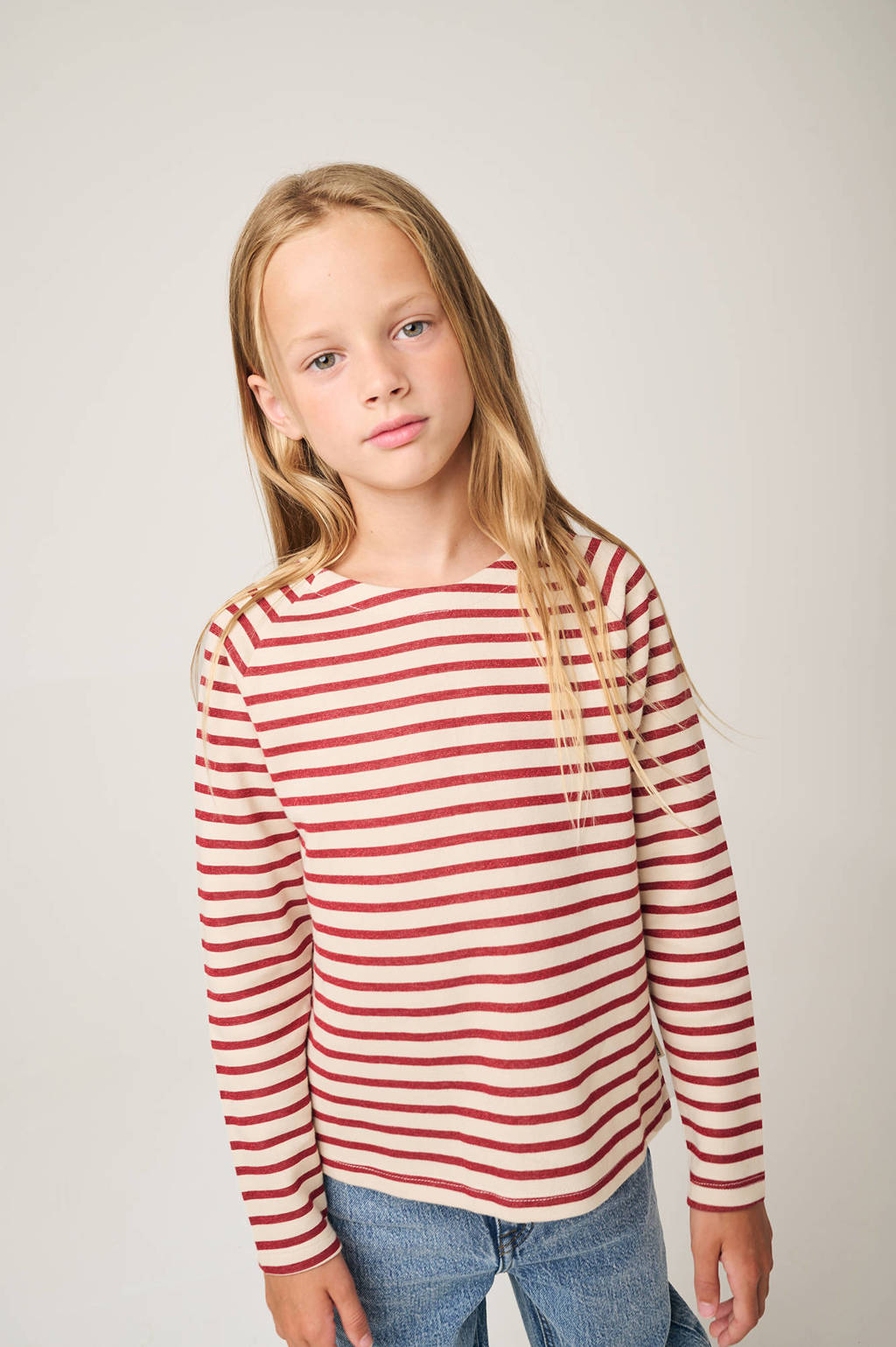 Tumble 'n Dry gestreepte longsleeve La Rosiere rood/wit