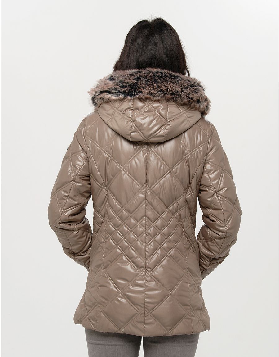 Doudoune beige capuche