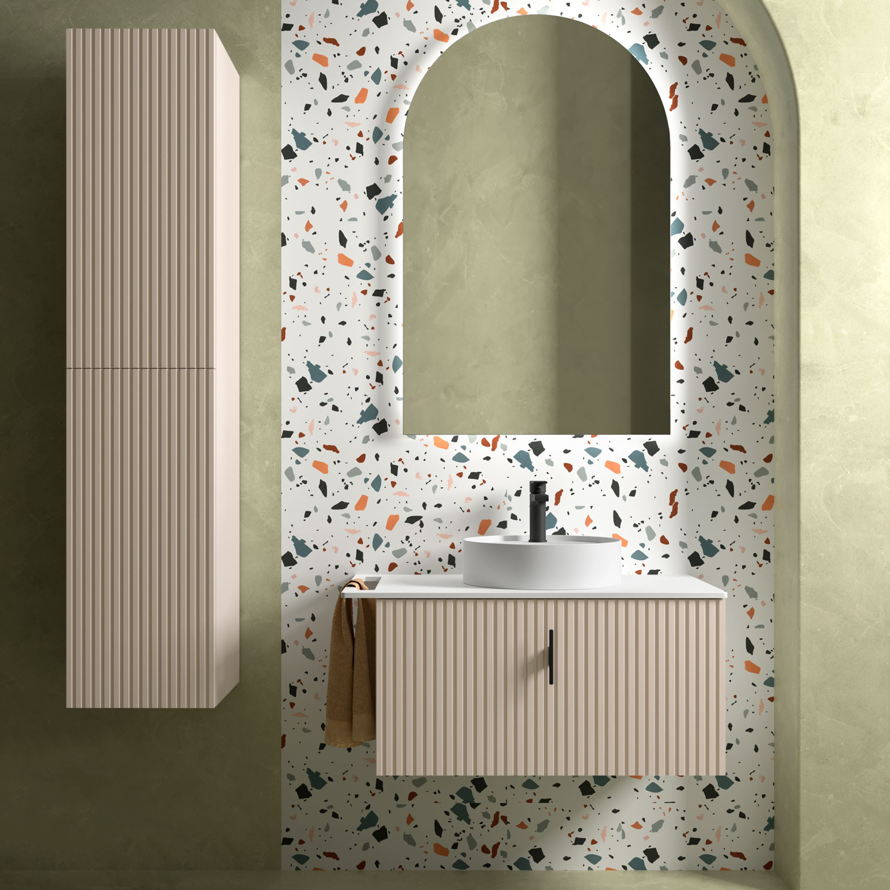 Muebles Raya onderkast ribbelfront 80cm met 1 softclose lade macchiato