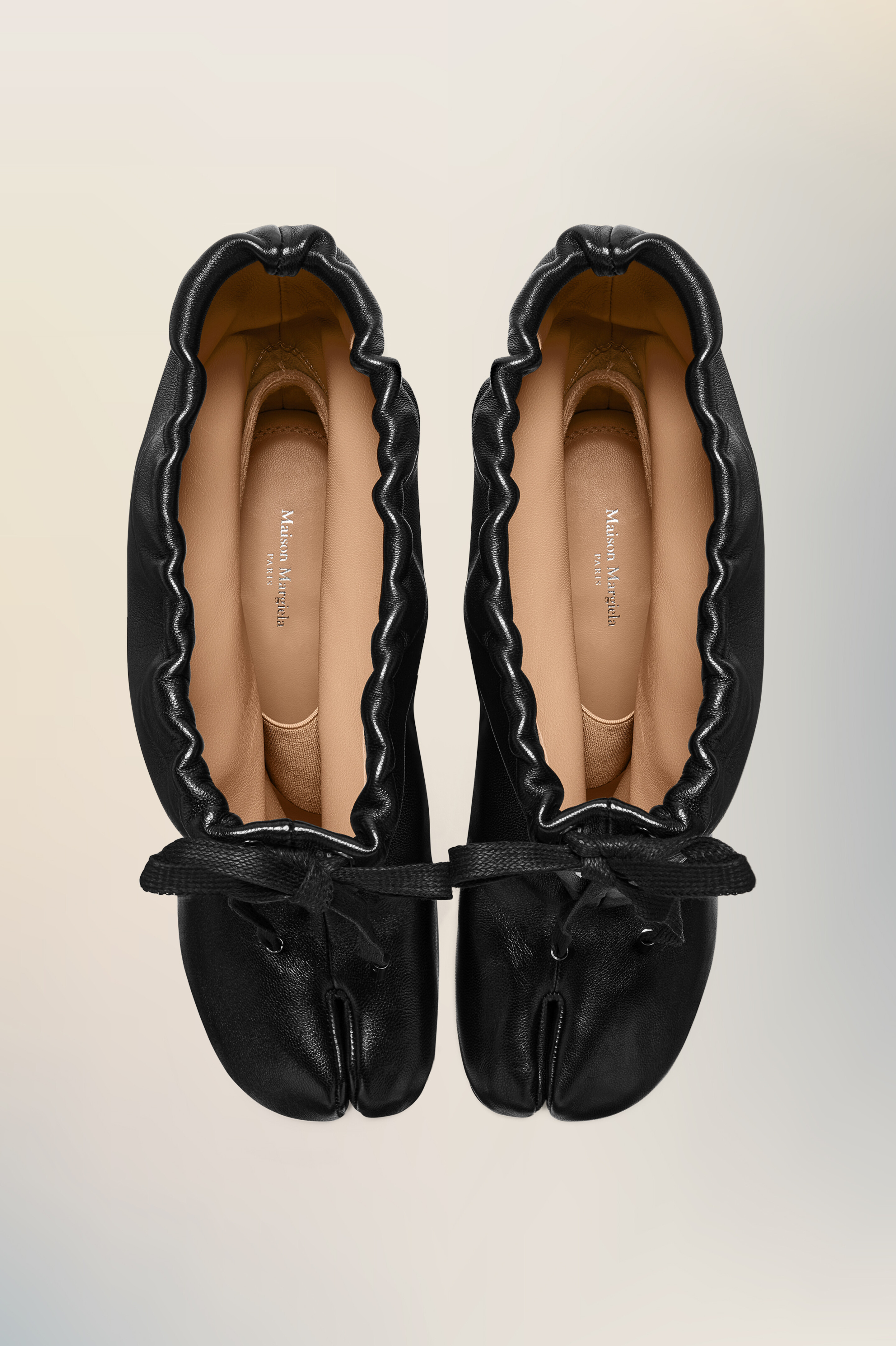 Bottines Tabi à cordon de serrage noires en cuir pour femme Noir