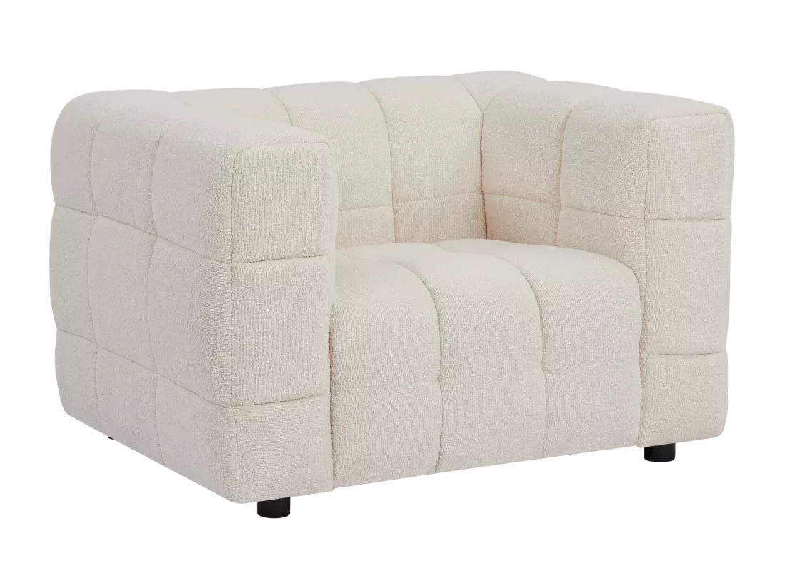 Canapé 3 places et fauteuil en tissu bouclette blanc ivoire LERICI de Pascal Morabito