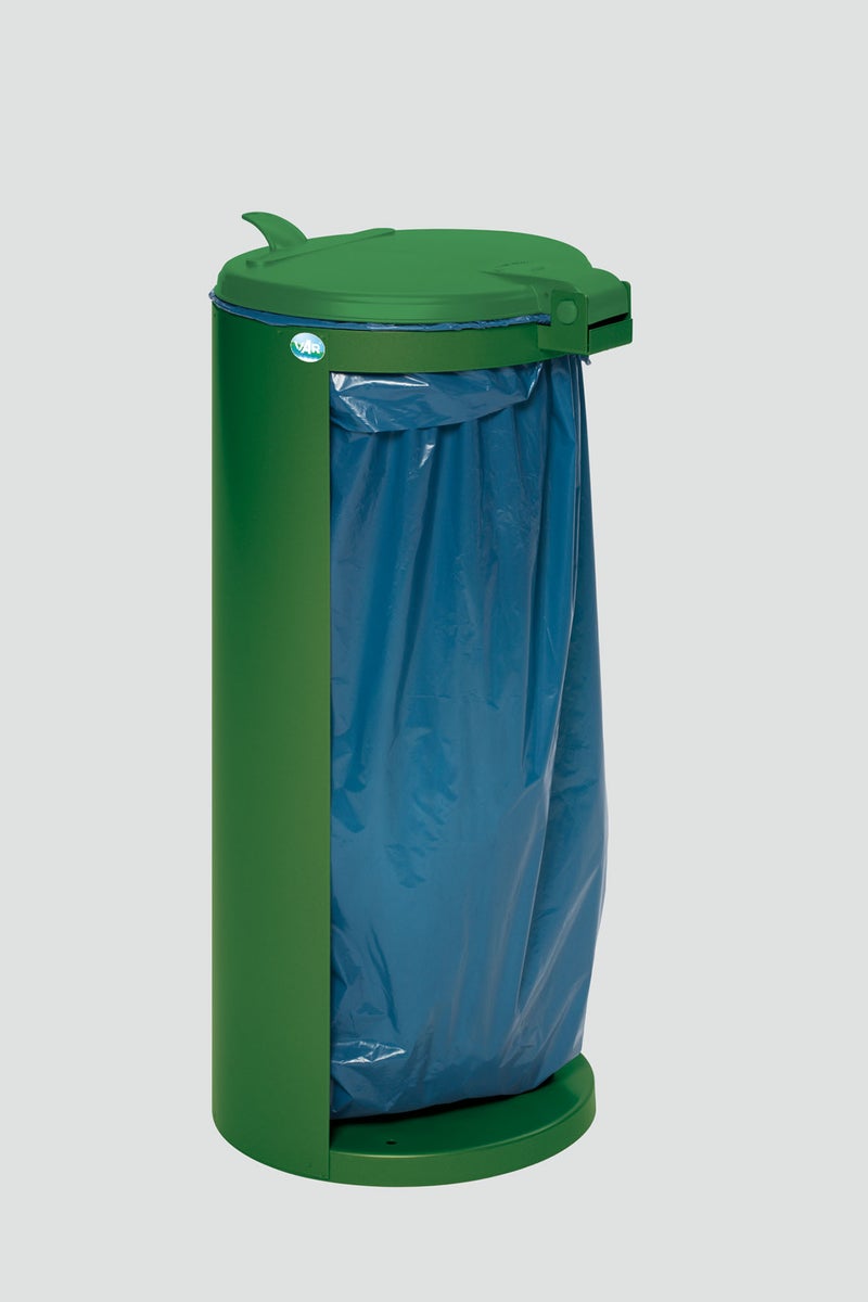 PROREGAL Compacte Afvalbak Junior met Deksel, Vulopening 35 cm, HxBxD 90 x 45 x 45 cm, Staal, Groen